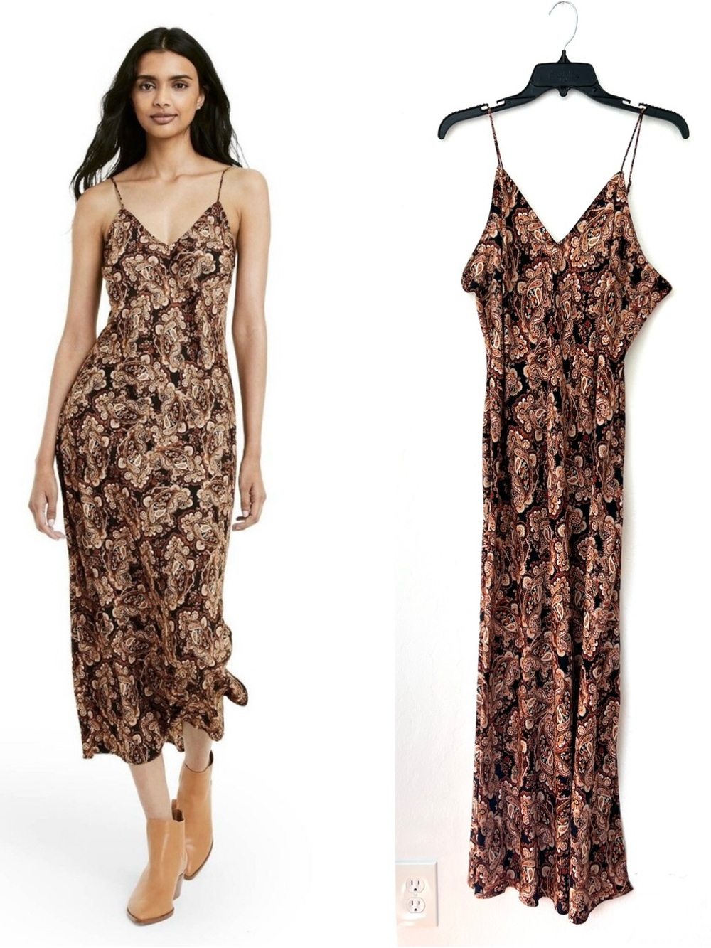 Nili Lotan x Target Brown Paisley Midi Slip Dress